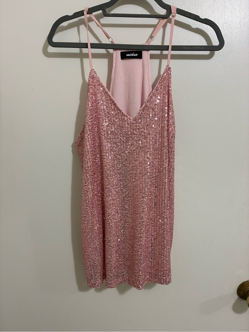 Miduo Rose Pink Sequin tank top XL